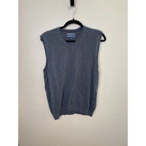 Club Room Mens Gray V-Neck Sweater Vest Sleeveless Size M 76% Cotton 24% Nylon